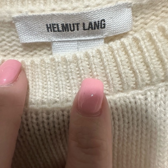 Helmut Lang Cream Crew Neck Sweater Size Large Minimalist Cozy Knit 100% Wool - Picture 7 of 8